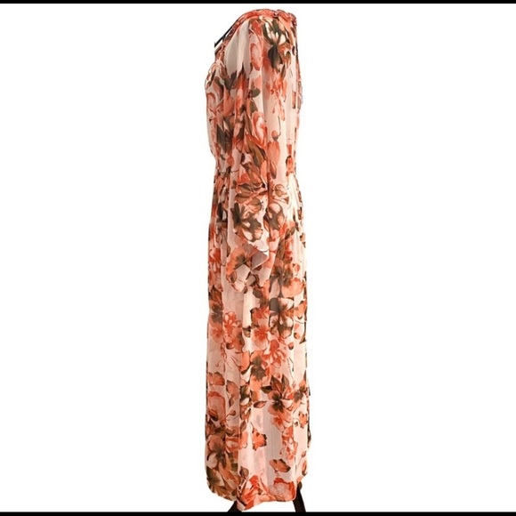 CURATIONS medium sheer floral print lined long maxi dress can be coverup as well - Picture 3 of 13